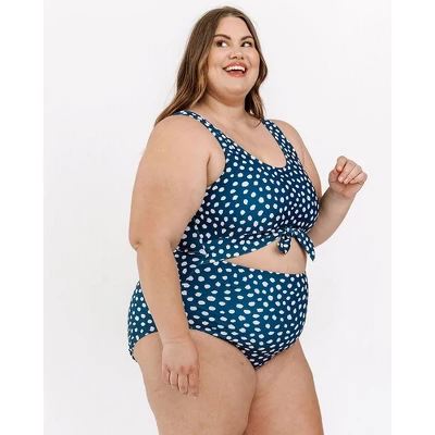 Lime Ricki Women's Indigo Dot Knotted One-Piece - Image 5