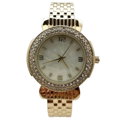 Olivia Pratt Round Face Rhinestone Bezel Bangle Women Watch - Image 3