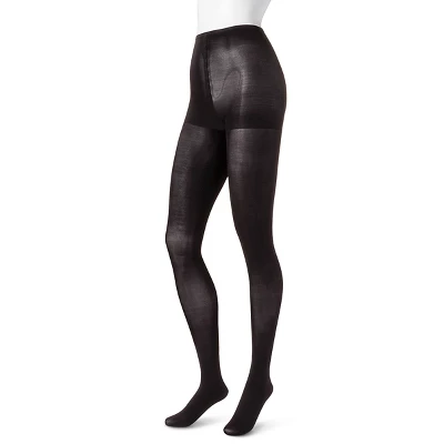 Hanes Premium Women's 2pk Opaque Tights - Black