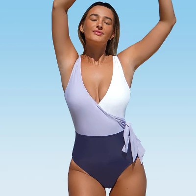 Women's Color Block Tie Side One Piece Swimsuit - Cupshe - Image 7