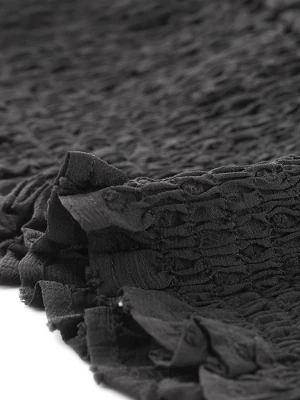 Allegra K Women's V Neck Short Puff Sleeve Swiss Dots Smocked Waist Summer Blouse - Image 5