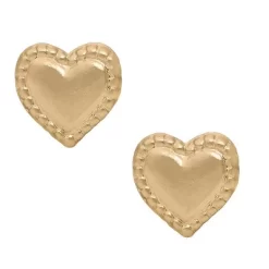 Tiara Kid's Heart Stud Earrings In 14K Yellow Gold