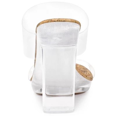 Allegra K Women's Platform Clear Heel Chunky Heels Slide Sandals - Image 3