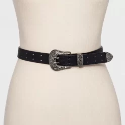 Women's Double Perf Western Belt - Wild Fable™ Black