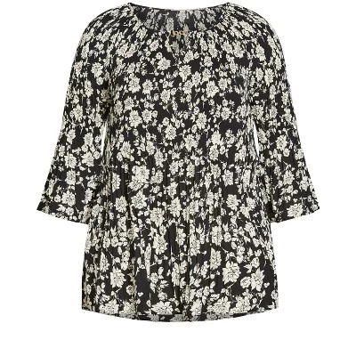 Women's Plus Size Pull-On Pleater Trim Top - Mono | AVENUE - Image 2