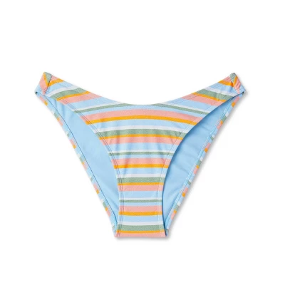 Women's High Leg Cheeky Bikini Bottom - Wild Fable™ Multi Lurex Striped - Image 5