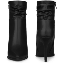 Perphy Women's Slouching Style Pointed Toe Stiletto Heel Ankle Boots