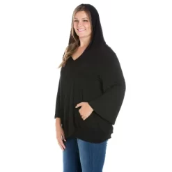 24seven Comfort Apparel Womens Plus Size Trendy Oversized Fashion Hoodie Top