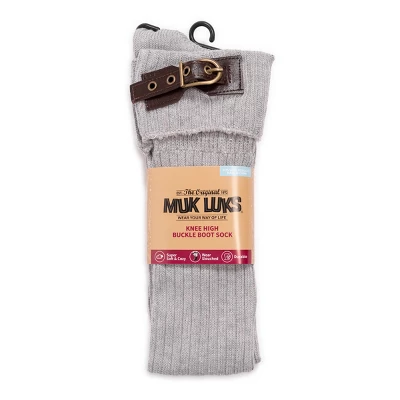 MUK LUKS Women's 3 Pair Buckle Cuff Over The Knee Socks-Neutral OS
