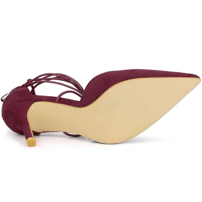 Allegra K Women's Pointed Toe Dress Pumps Lace Up Stiletto Heels Sandals - Image 5