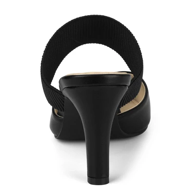 Allegra K Women's Pointed Toe Elastic Strap Stiletto Heels Mules - Image 3