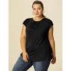 Agnes Orinda Women's Plus Size Round Neck Ruched Short Sleeve Summer Casual Blouses