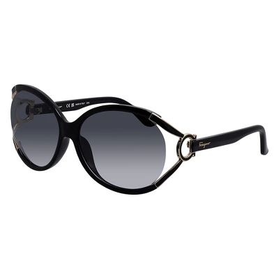 Salvatore Ferragamo Womens Oval Sunglasses Black 61mm