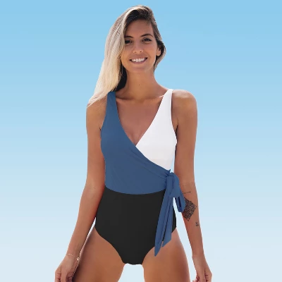 Women's Color Block Tie Side One Piece Swimsuit - Cupshe - Image 8
