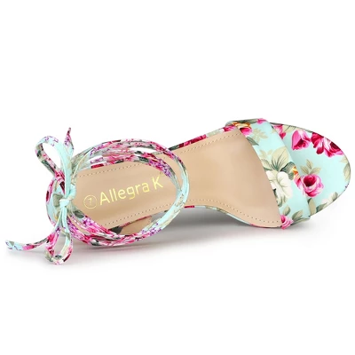 Allegra K Women's Block Heel Lace Up Heel Sandals - Image 3