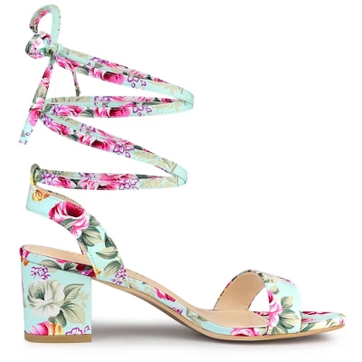 Allegra K Women's Block Heel Lace Up Heel Sandals - Image 5