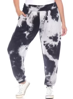 Women's Plus Size Tie Dye Harem Pants - White Mark