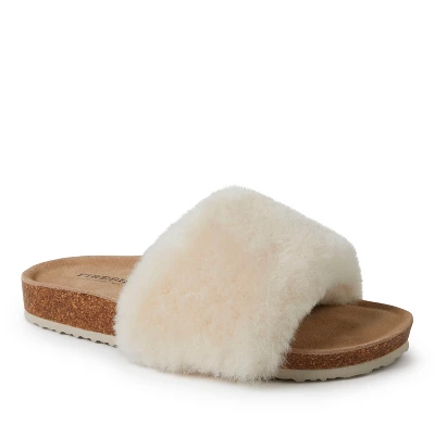 Fireside By Dearfoams Women's Canberra Genuine Shearling Band Footbed Slide Slippers - Image 6