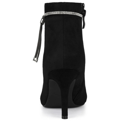Allegra K Women's Bling Rhinestone Pointed Toe Stiletto Heels Ankle Boots - Image 3
