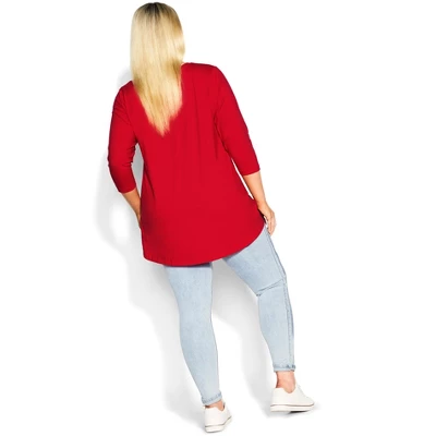 Women's Plus Size Organic Crew Neck Top - Red | AVENUE