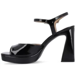 Journee Collection Womens Ziarre Patent Vegan Leather Ankle Strap Platform Sandals
