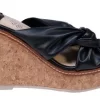 GC Shoes Neila Knotted Squared Toe Cork Slide Wedge Sandals