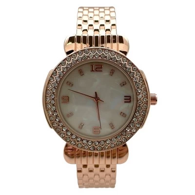 Olivia Pratt Round Face Rhinestone Bezel Bangle Women Watch - Image 4