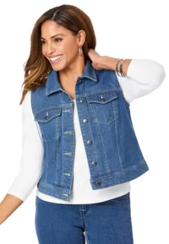 Jessica London Women’s Plus Size Cropped Denim Vest