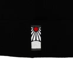 Demon Slayer Tanjiro Earring Embroidered Plain Black Cuffed Knitted Winter Beanie Hat