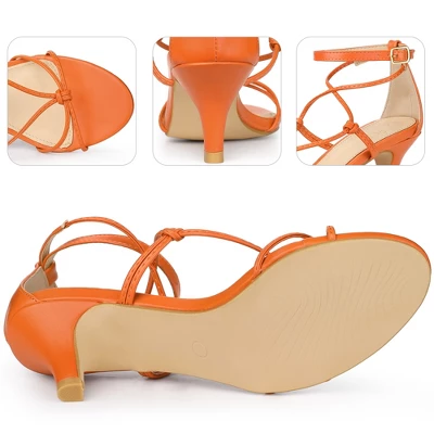 Perphy Strappy Knot Ankle Strap Kitten Heels Sandals For Women - Image 2