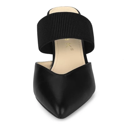Allegra K Women's Pointed Toe Elastic Strap Stiletto Heels Mules - Image 2