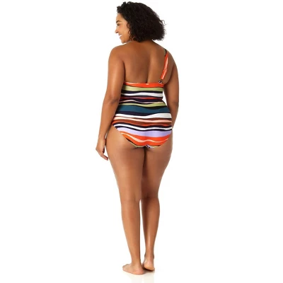 Anne Cole Plus - Women's Ring Strap Asymmetric One Piece Swimsuit - Image 4