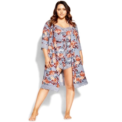 Women's Plus Size Vivid Meadow Robe - Mauve | CITY CHIC - Image 4