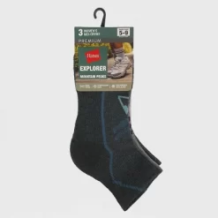 Hanes Explorer Mountain Peak 3pk Mid Crew Socks - Black/Pink 5-9