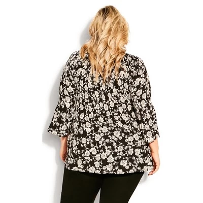 Women's Plus Size Pull-On Pleater Trim Top - Mono | AVENUE