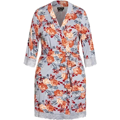 Women's Plus Size Vivid Meadow Robe - Mauve | CITY CHIC - Image 2