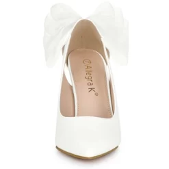 Allegra K Women's Pointed Toe Bow Decor Stiletto Heel Pumps