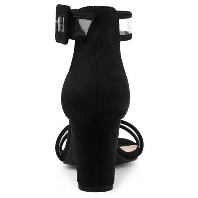 Allegra K Women's Clear Ankle Strap Chunky Heels Sandals - Image 3