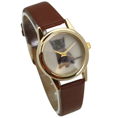 Olivia Pratt Cat And Dog Face Faux Leather Band Women Watch - Image 2