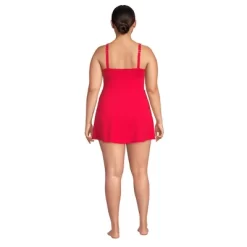 Lands' End Women's Chlorine Resistant V-neck Tulip Wrap Swim Dress One Piece Swimsuit