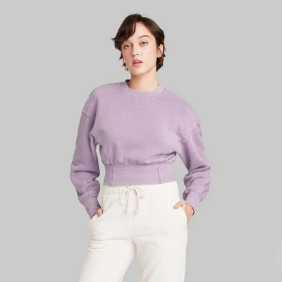 Women's Cropped Crewneck Pullover Sweatshirt - Wild Fable™