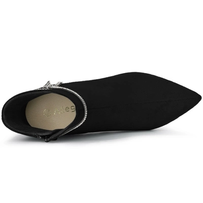 Allegra K Women's Bling Rhinestone Pointed Toe Stiletto Heels Ankle Boots - Image 4