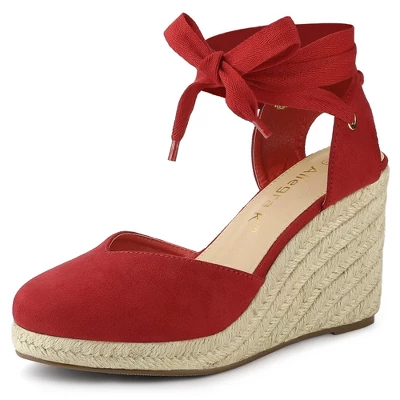 Allegra K Women's Closed Toe Espadrilles Wedges Tie Up Wedge Sandals - Image 8