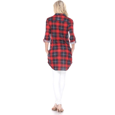 Women's Piper Stretchy Plaid Tunic With Pockets - White Mark - Image 2
