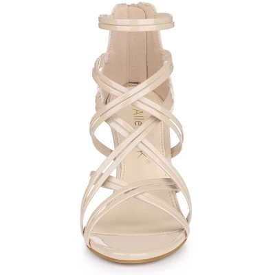 Allegra K Women's Open Toe Strappy Stiletto Heel Lace Up Sandals