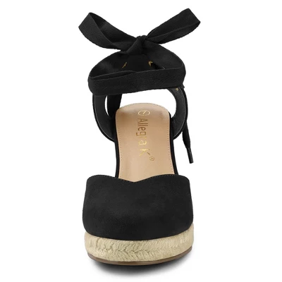 Allegra K Women's Closed Toe Espadrilles Wedges Tie Up Wedge Sandals - Image 2