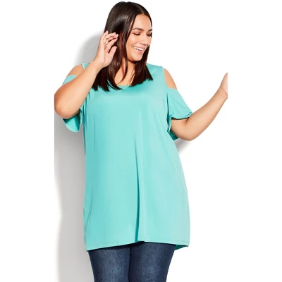 Women's Plus Size Claire Cold Shoulder Tunic - Jade Jargon | AVENUE - Image 5