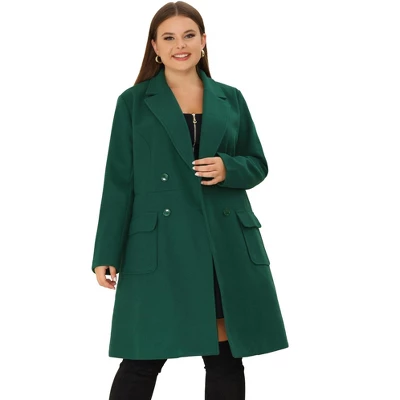 Agnes Orinda Women's Plus Size Winter Peacoat Notched Lapel Double Breasted Long Overcoats - Image 10