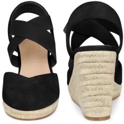 Perphy Platform Closed Toe Espadrille Wedge Heel Sandals For Women