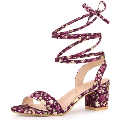 Allegra K Women's Block Heel Lace Up Heel Sandals - Image 11